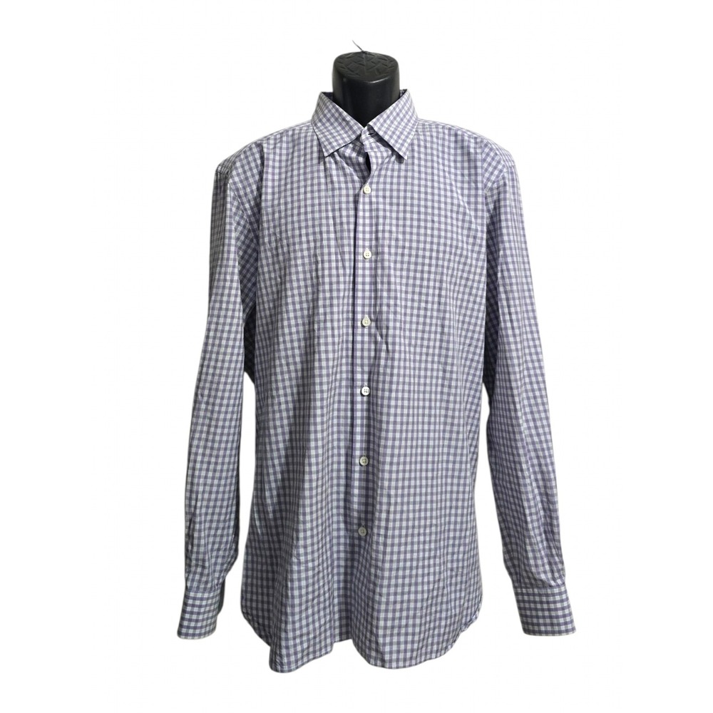 Ermenegildo Zegna Long Sleeve Tattersall Plaid Cotton Button Down Shirt Sz XL